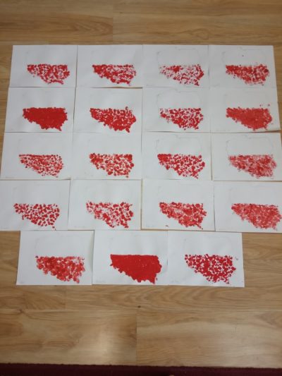 Biało-czerwona Polska - odbijanie za pomocą farby linii papilarnych