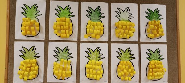 Ananas- wyklejanie kółeczkami z papieru