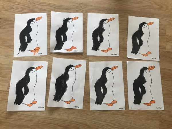 Pingwin malowanie farbami